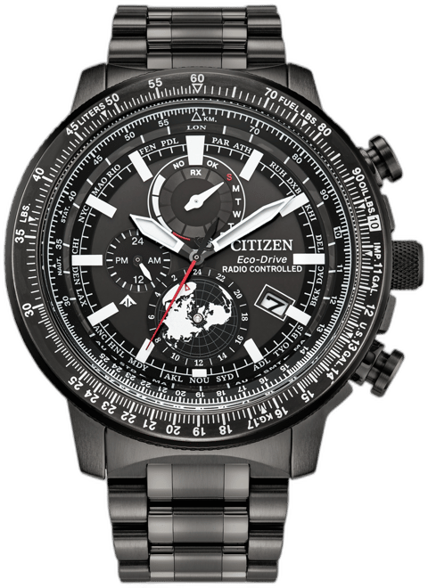 Eco-Drive Men's Chronograph Promaster Geo Trekker Gray-Tone Stainless Steel Bracelet Watch 46mm