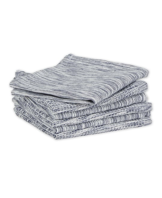 Cotton Kitchen Collection Absorbent Tonal Waffle, Navy, Dishcloth Set, 12x12", 6 Piece