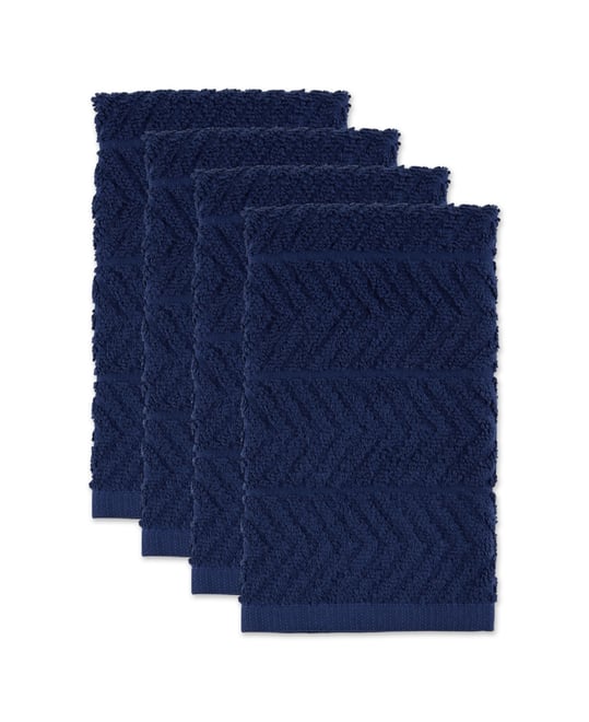 Luxury Bar Mop Collection Chevron Dishtowel Set, 16x19", Nautical Blue, 4 Piece