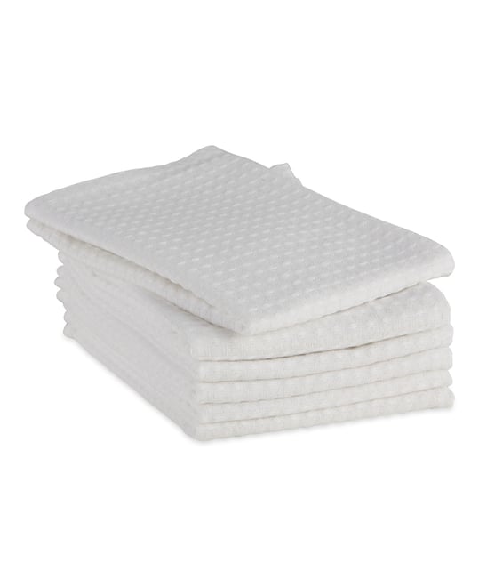 Cotton Kitchen Collection Dishtowel Set, 18x26", White, 6 Piece