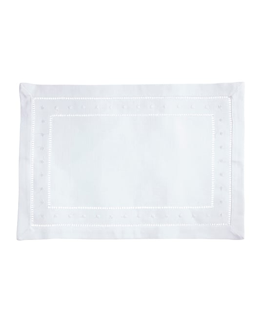 Classic Hemstitch with Embroidered Border Placemat Set of 12, 14"x20"