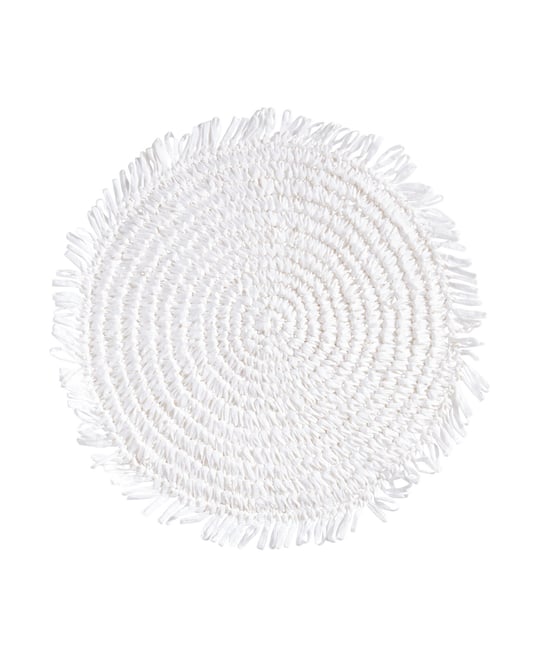 Rustic Raffia Fringe Placemat Set of 4, 14"x14"