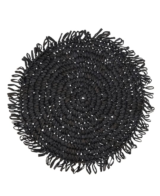 Rustic Raffia Fringe Placemat Set of 4, 14"x14"