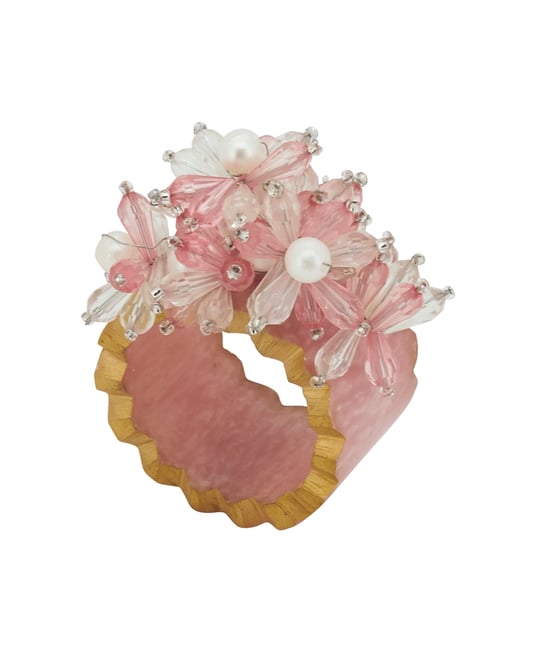 Beaded Petal Delight Resin Napkin Ring Set of 4,