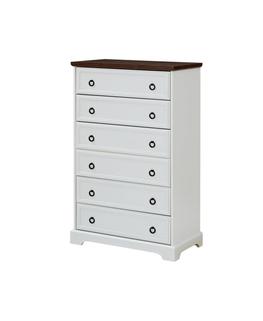 Streamdale White 6-Drawer Dresser with Easy Pull Handle