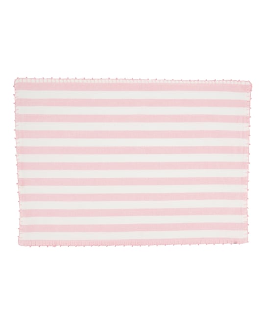 Classic Striped Whipstitch Pom Pom Placemat Set of 4,14"x20"