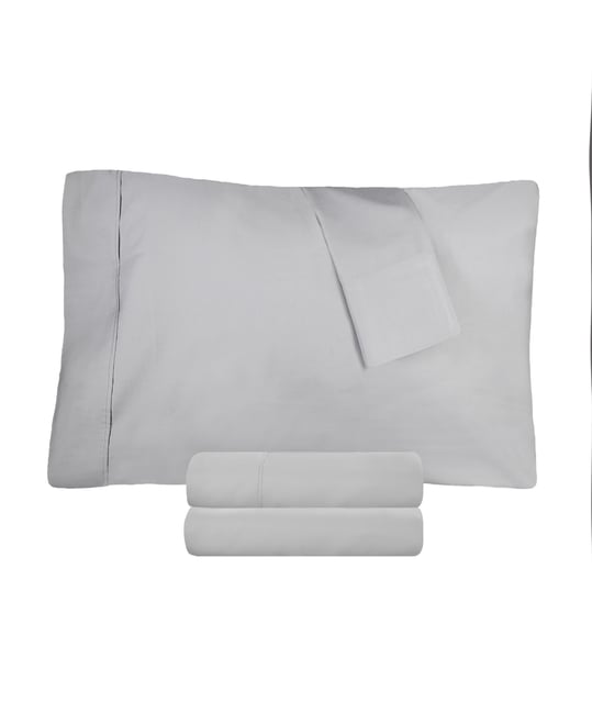 Solid 300-Thread Count Cotton Percale Deep Pocket Sheet Set, Queen