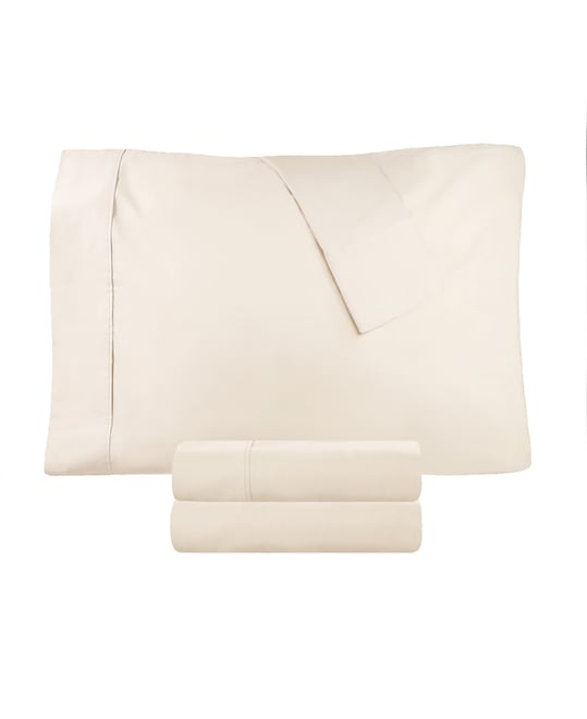 Solid 300-Thread Count Cotton Percale Deep Pocket Sheet Set, Queen