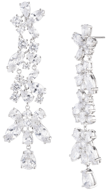 Givenchy Silver-Tone Mixed Cut Cubic Zirconia Linear Drop