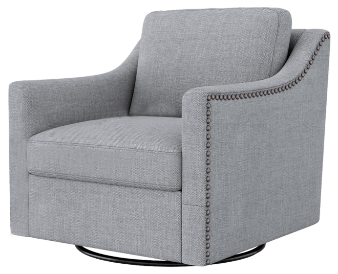 Streamdale Swivel Armchair in Cotton Linen with Brass Accents