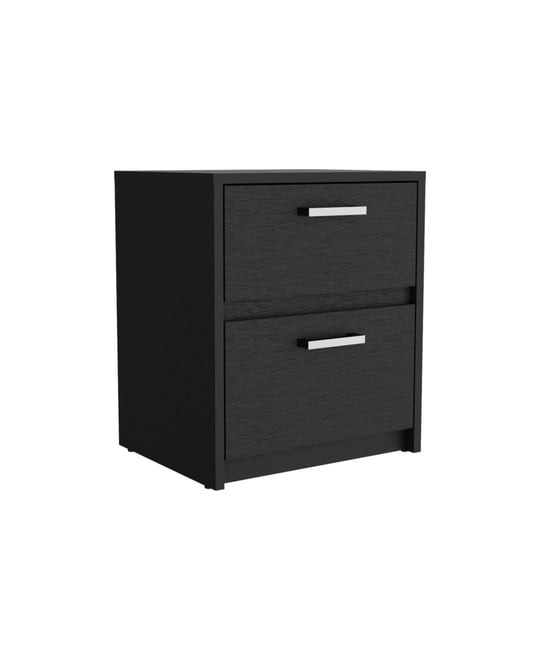Simplie Fun Trivor 2 Drawers Nightstand, Metal Handles