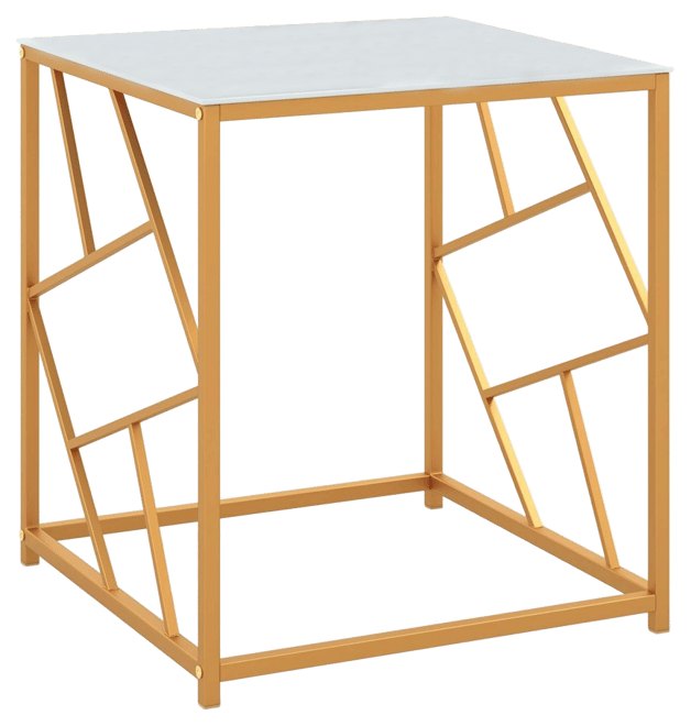 1PC 19.5'' Side Table Square Bedside Sofa Accent Coffee Table with Tempered Glass Top