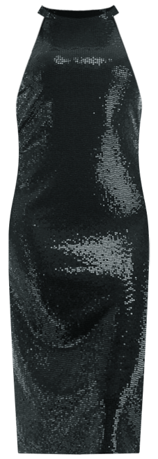 Women's Mock Neck Disco Dot Midi Dress