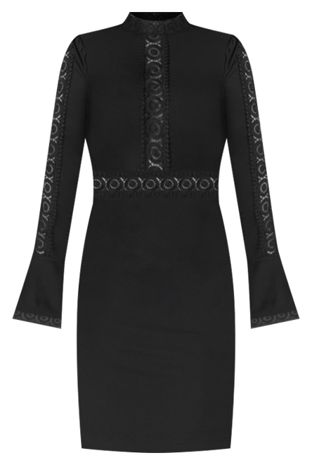 Women's High Neck Lace Midi Dress