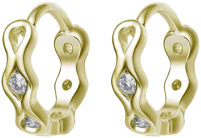 Lovely Sterling Silver Cubic Zirconia Small Round Hoop Earrings