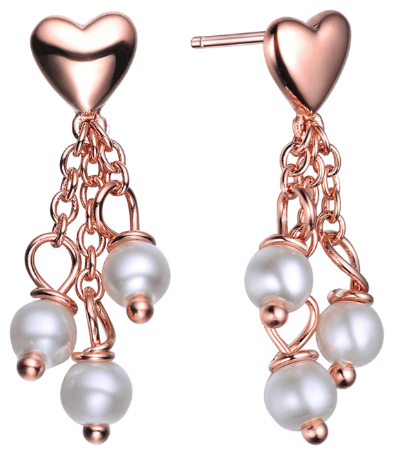 Sterling Silver Heart Shape Pearl Drop Earrings