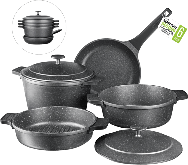 6-Piece Nesting Cookware Set with Silicone Handle Covers