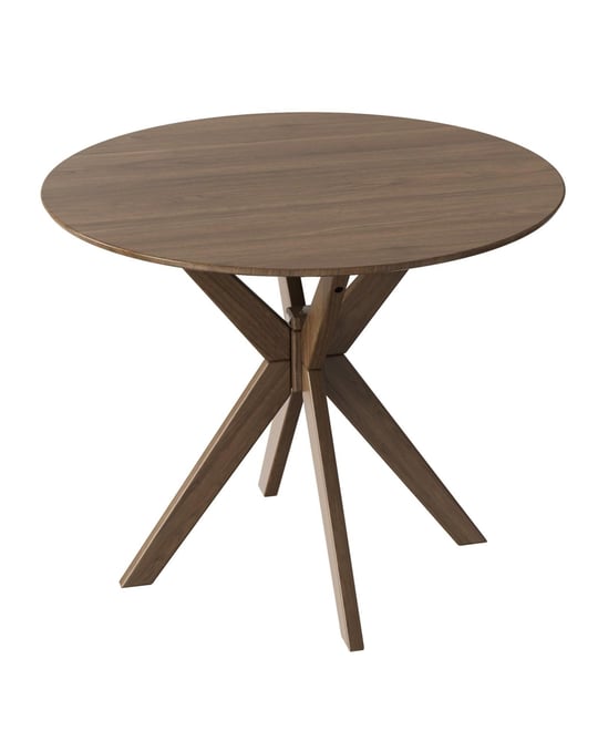 36 Inch Round Wood Dining Table with Intersecting Pedestal Base