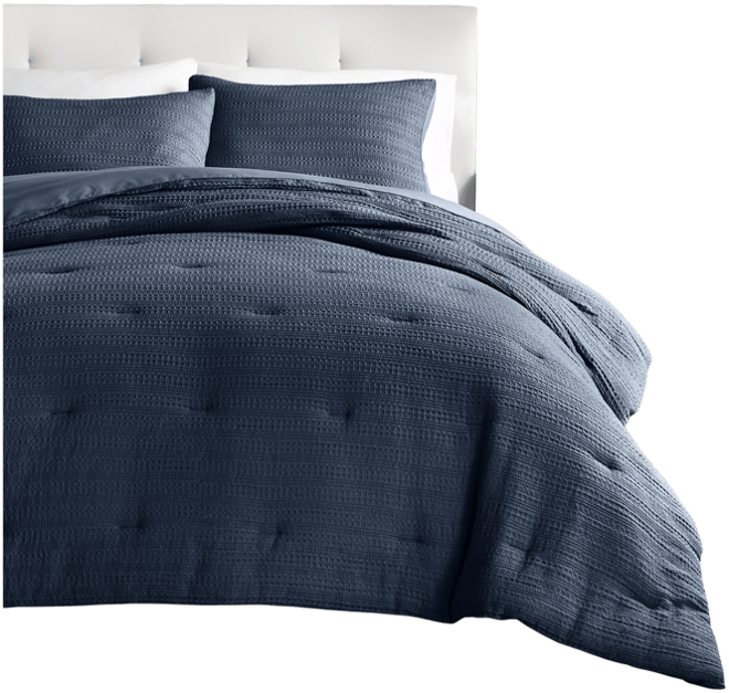 Waffle Textured 3-Piece Comforter Set, King/California King