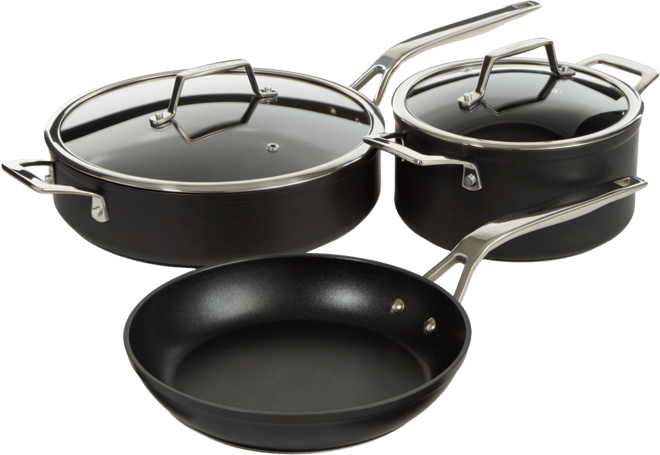 Essentials 5Pc Non-stick Hard Anodized Cookware Starter Set, Black