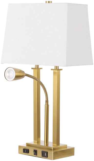 Blaire 23.75" 2-Light Modern Farmhouse Metal Led Table Lamp with Usb Charging port, Adjustable Reading Light and Ac Outlet, Oil Rubbed Bron