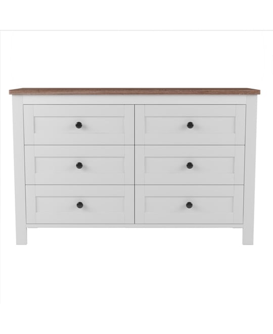 Streamdale Antique Gray Farmhouse Dresser, 6 Drawers