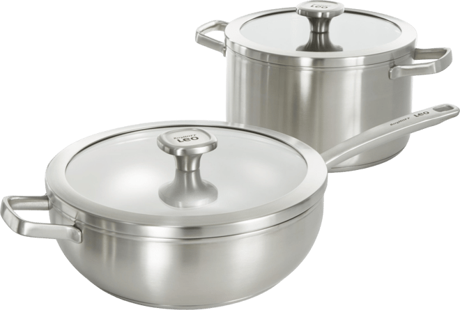 Graphite 4Pc Cookware Set With Glass Lids, Recycled 18/10 Stainless Steel
