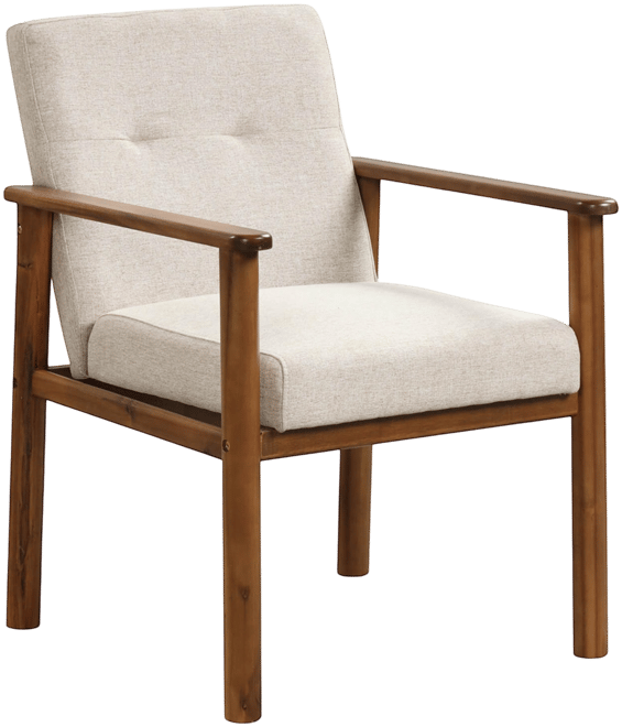 Modern Accent Chair Upholstered Linen Fabric Armchair with Solid Wood Legs