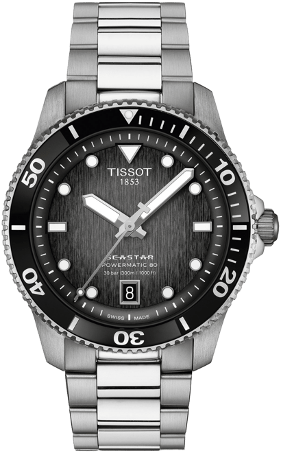 Men's Swiss Automatic Seastar 1000 Powermatic 80 Stainless Steel Bracelet Watch 40mm