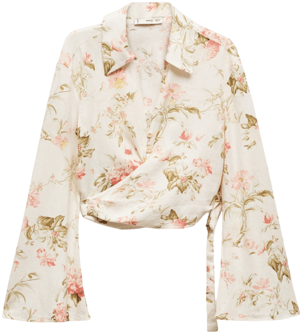 Women's Floral Linen-Blend Blouse