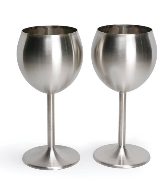 Endurance Stainless Steel Wine Glass Set 2 Piece 3x3x7"