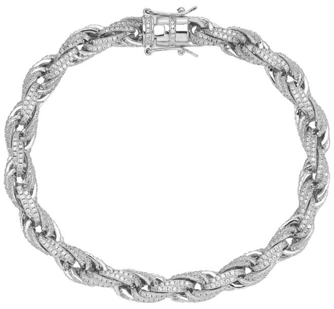 Men's Cubic Zirconia Rope Link Bracelet in Sterling Silver, Created for 