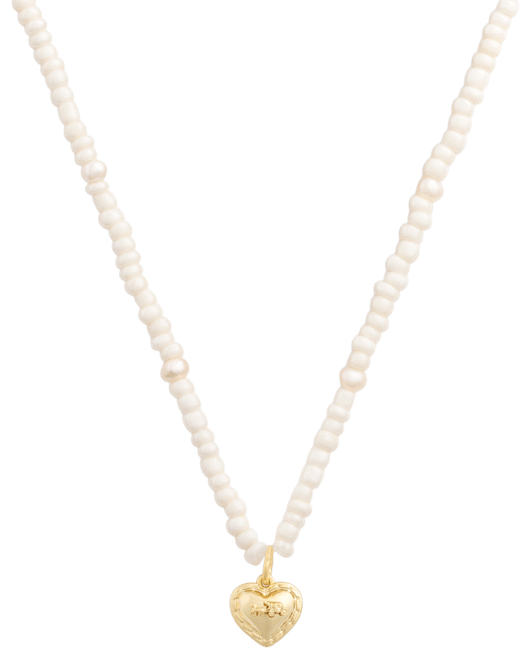 Imitation Pearl Signature Horse Carriage Pendant Necklace
