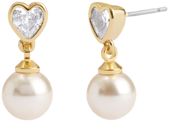 Faux Stone Heart Imitation Pearl Drop Earrings