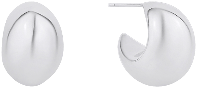 18K Gold Plated or Silver Plated Puff C Hoop Earring