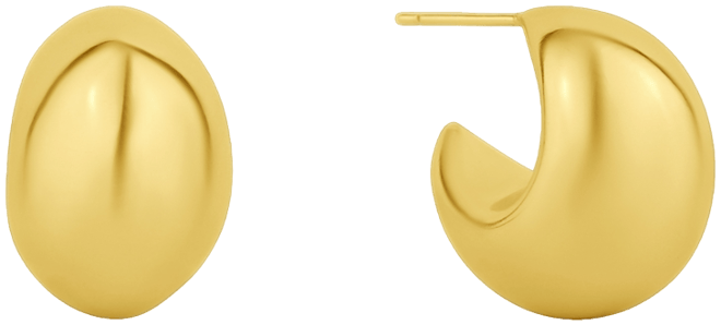 18K Gold Plated or Silver Plated Puff C Hoop Earring