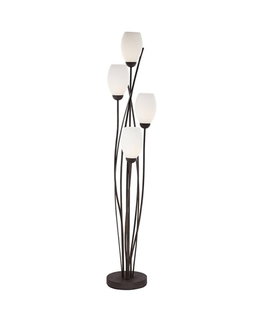 Modern Floor Lamp 4-Light Tree 73" Tall Ginger Black Tulip White Cased Glass Shades for Living Room Bedroom Uplight