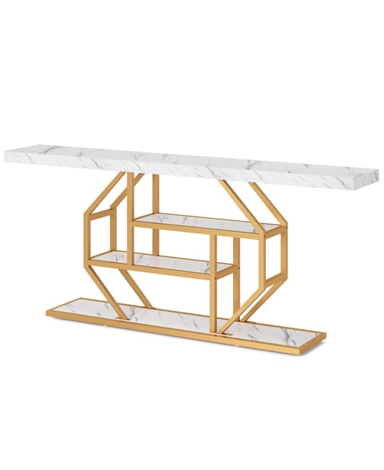 70.9 inch Extra Long Console Table, Modern Sofa Table Behind Couch with Storage, 4 Tier Entryway Accent Table for Living Room, Hallway, Ent