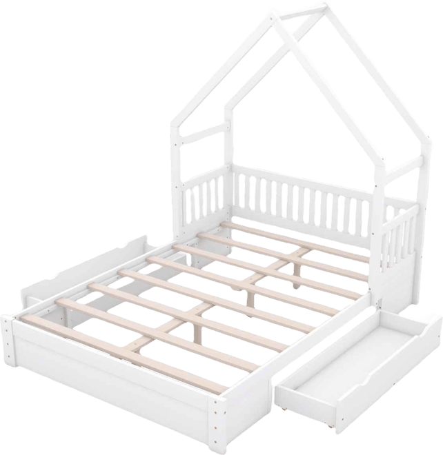 Streamdale Queen Platform Bed with Drawers and Guardrail