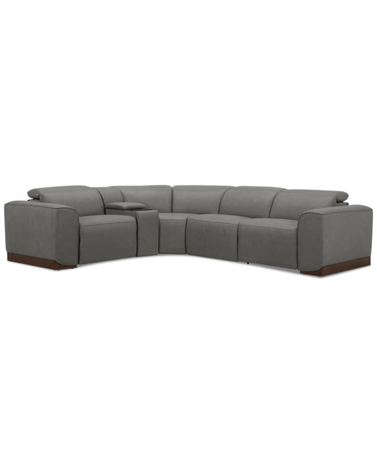 Lovro 5-Pc. Leather Sectional with 2 Power Motion Chairs & 1 Console, Created for Macy's