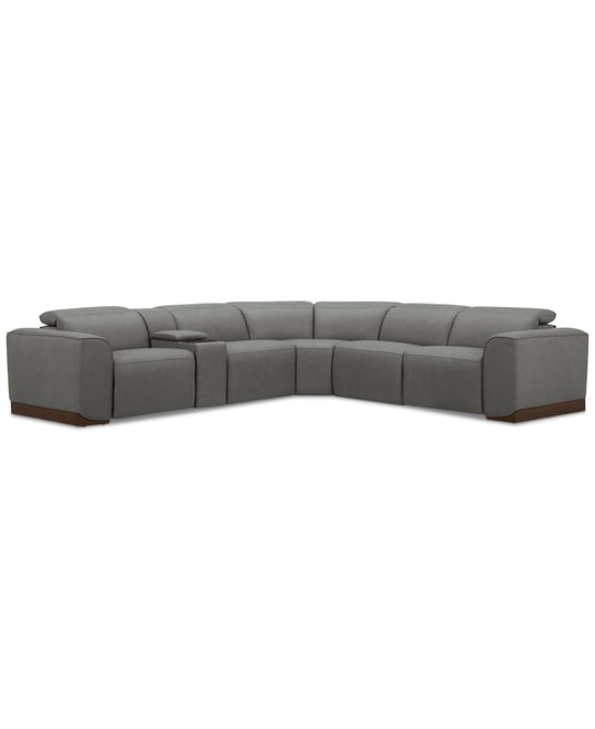 Lovro 6-Pc. Leather Sectional with 2 Power Motion Chairs & 1 Console, Created for Macy's