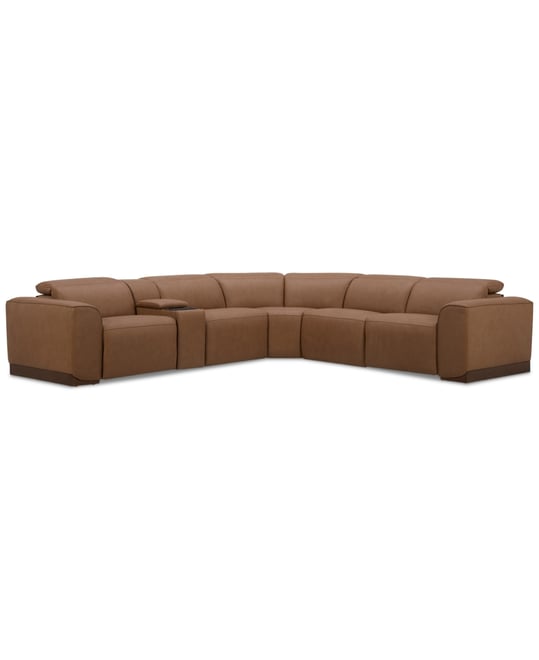 Lovro 6-Pc. Leather Sectional with 2 Power Motion Chairs & 1 Console, Created for Macy's