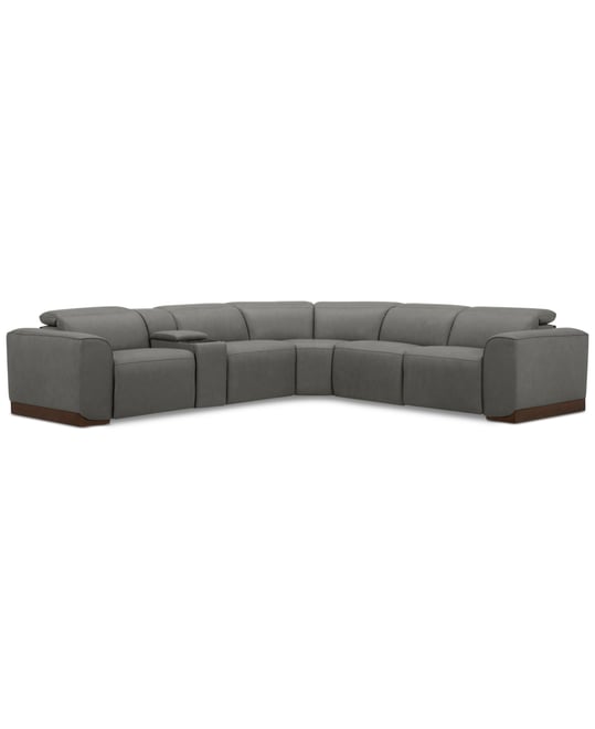 Lovro 6-Pc. Leather Sectional with 3 Power Motion Chairs & 1 Console, Created for Macy's