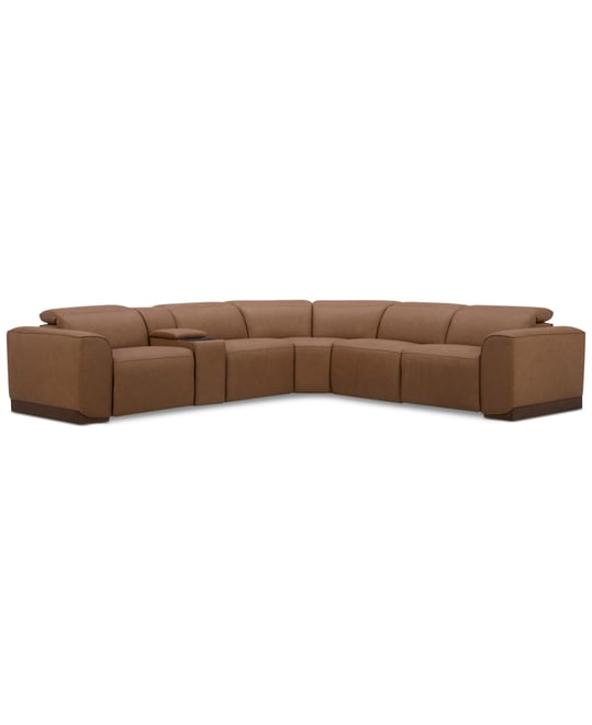 Lovro 6-Pc. Leather Sectional with 3 Power Motion Chairs & 1 Console, Created for Macy's