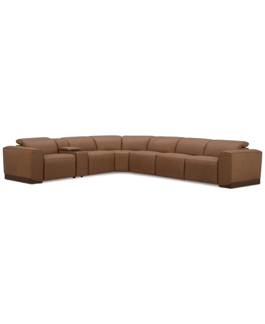 Lovro 7-Pc. Leather Sectional with 3 Power Motion Chairs & 1 Console, Created for Macy's
