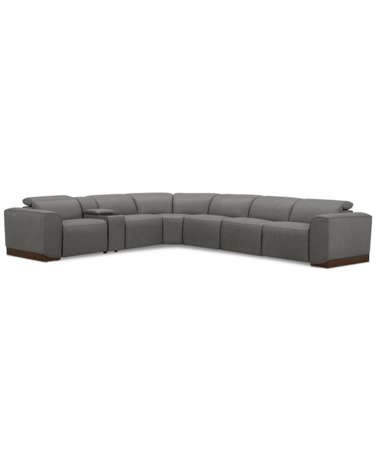 Lovro 7-Pc. Leather Sectional with 3 Power Motion Chairs & 1 Console, Created for Macy's