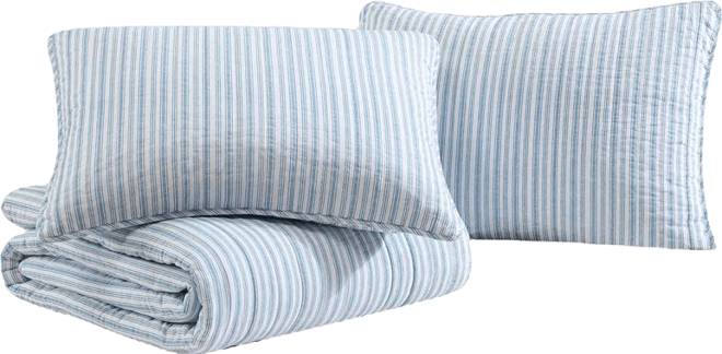Coleridge Stripe Reversible 3 Piece Quilt Set, Full/Queen