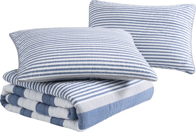 Fairwater Reversible 3 Piece Quilt Set, Full/Queen