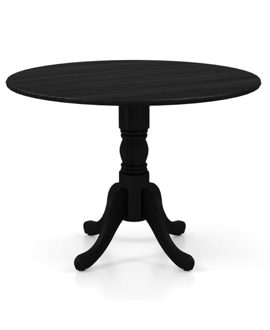 Round Wooden Dining Table with Curved Trestle Legs for Kitchen or Dining Room