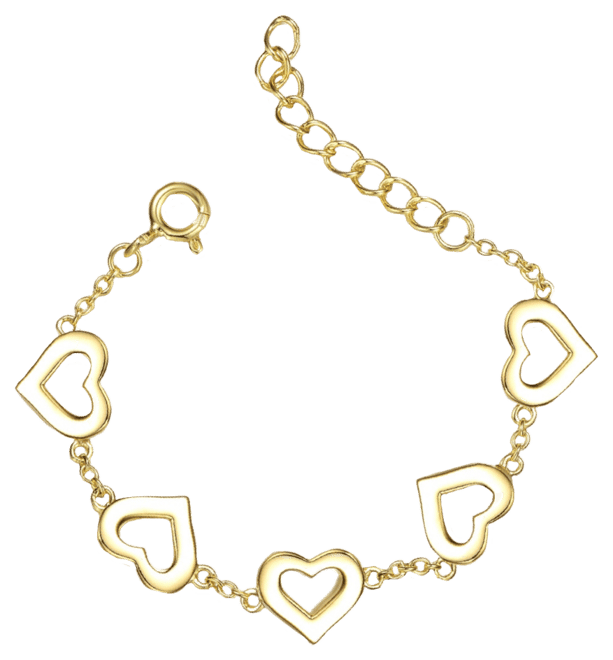 14k Yellow Gold Plated Forever Heart Toddler/Kids Bracelet, Adjustable in Length, 1-6yrs